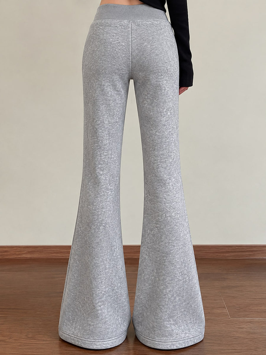 Polyester 70%&amp flare pants in White Gray-Fleece-lined Tall with flared silhouette