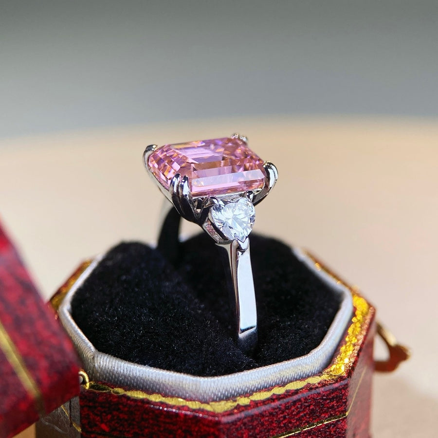 ring featuring geometric in Blush Pink with 925 sterling silver,Zircon Care instructions: Avoid wearing during exercise, as