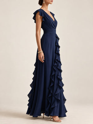 Polyester &amp maxi dress in Black with A-line silhouette