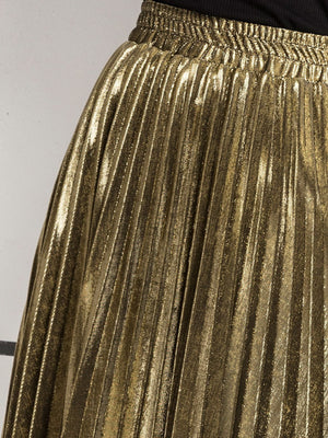maxi skirt in Glamorous Silver with pleated and pleated