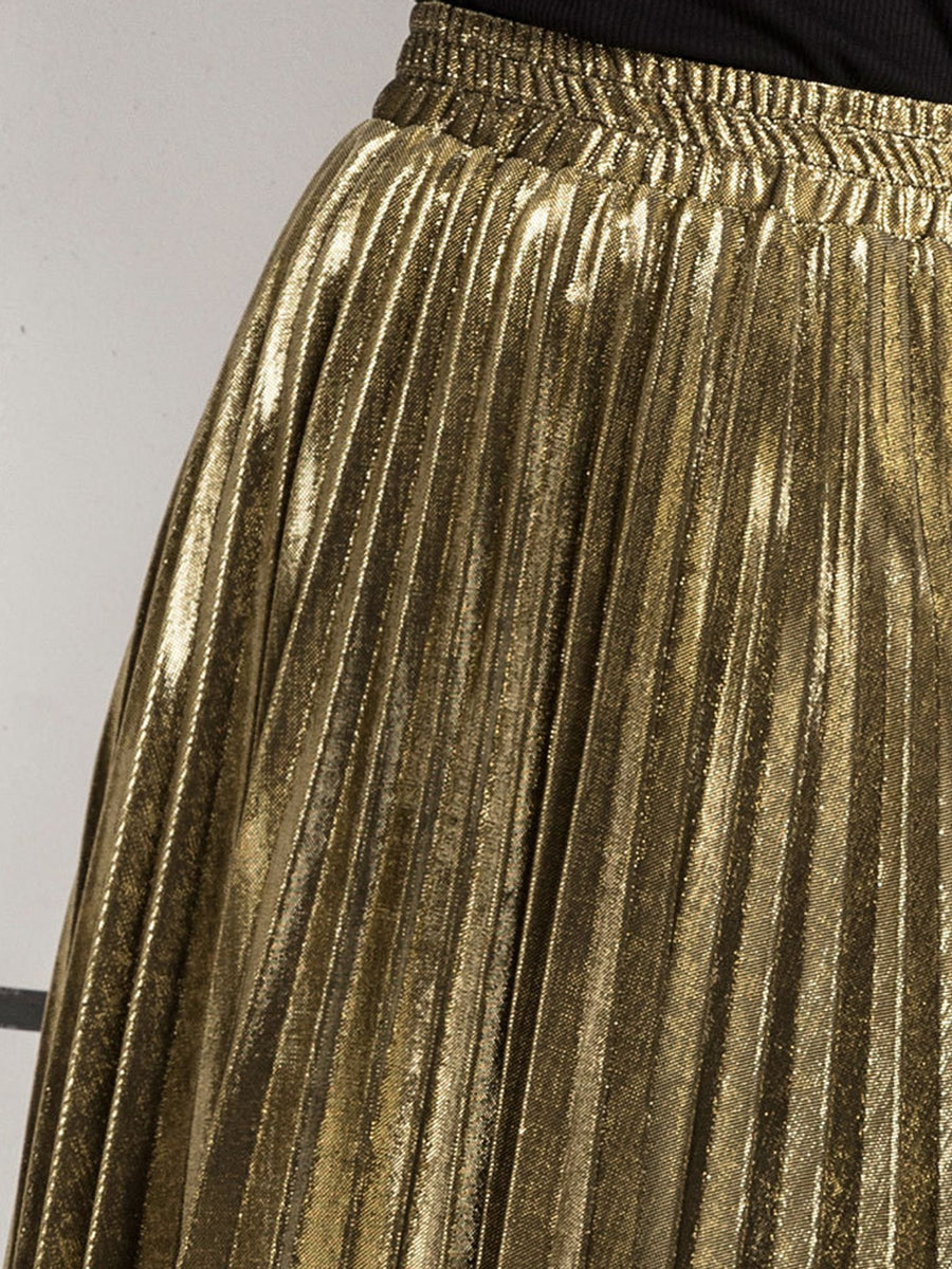 maxi skirt in Glamorous Silver with pleated and pleated