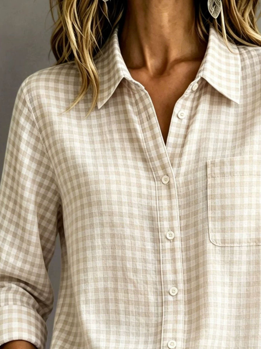 button-down shirt in Gum Leaf with gingham and buttoned