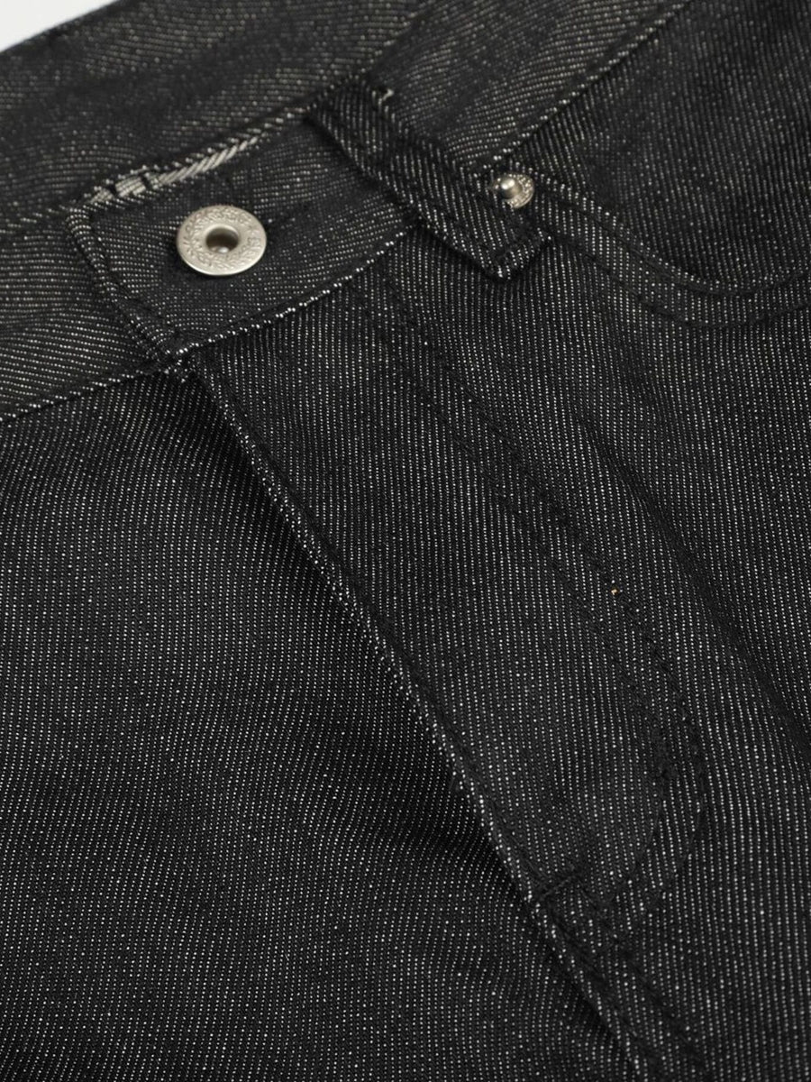 Men's Wide-Leg Flare Jeans in Dark Navy with button closure