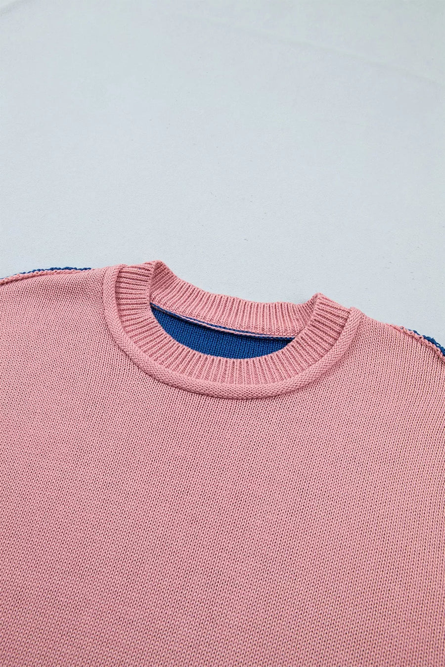 pink regular pullover sweater with crew neck