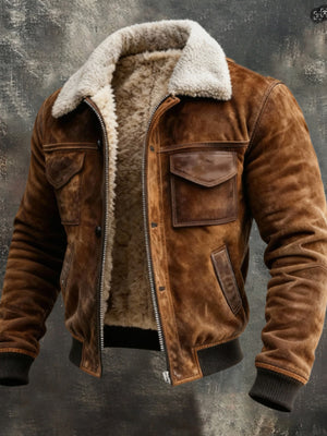 bomber jacket in brown featuring pocketed and regular fit