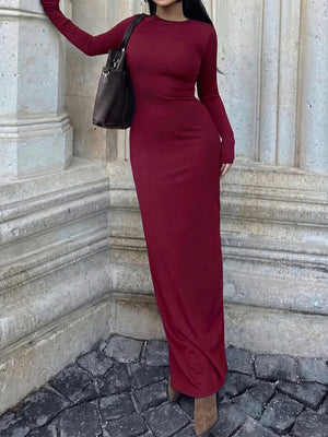 Wine Red maxi dress with maxi and pullover