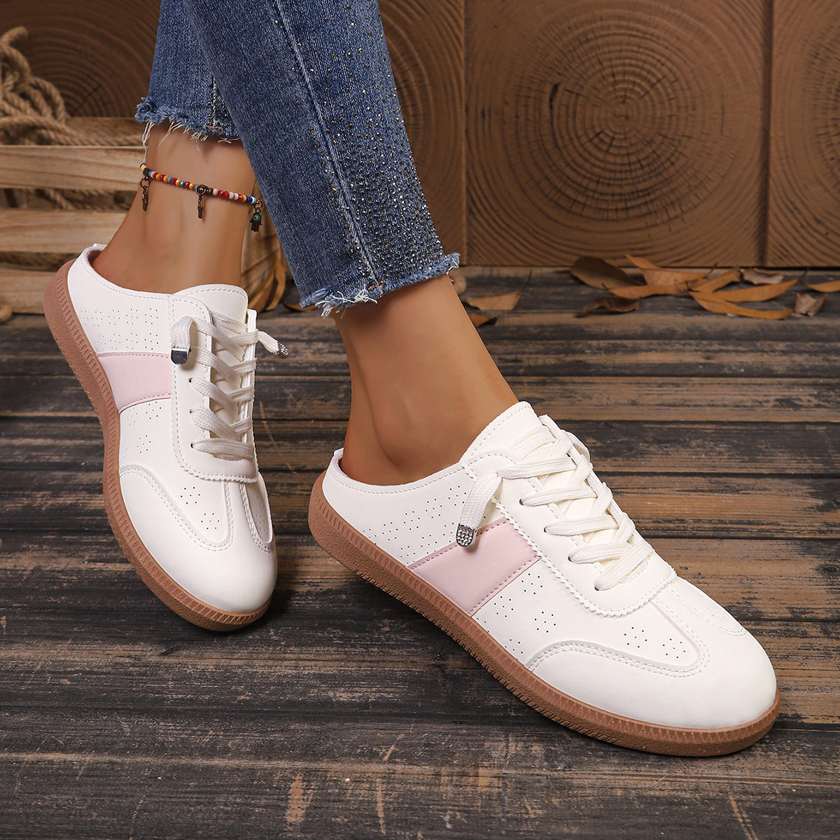 Round Toe Pink Slip-on Flats