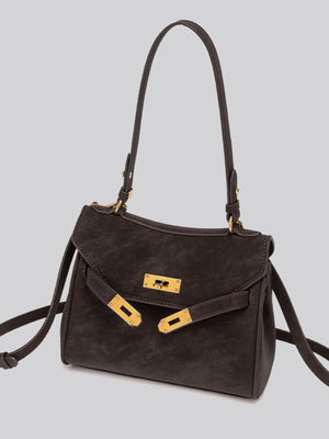 crossbody bag in Brown with gold-tone hardware and medium