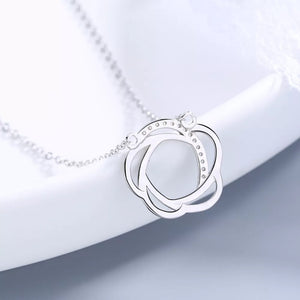 925 sterling silver,Zircon Care instructions: Avoid wearing during exercise, as necklace in clear with interlocking circles