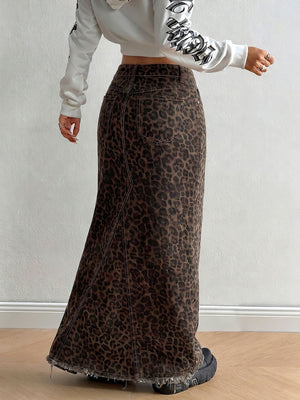 brown maxi skirt with maxi and zip-front