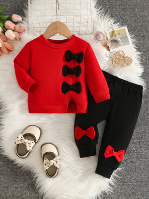 classic sweatshirt and pants set in hot pink with crew neck