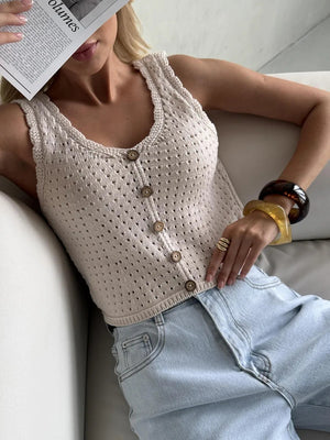 bohemian sweater vest in Dust Storm with scoop neck