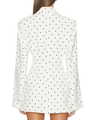 White blazer with hip-length and button-front
