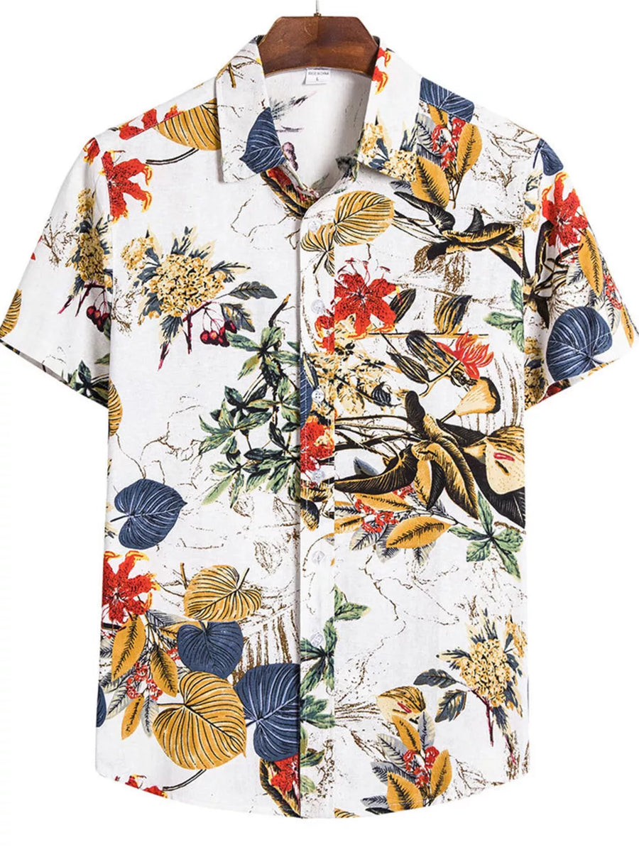 Gray Button-down Graphic Short-sleeve Top