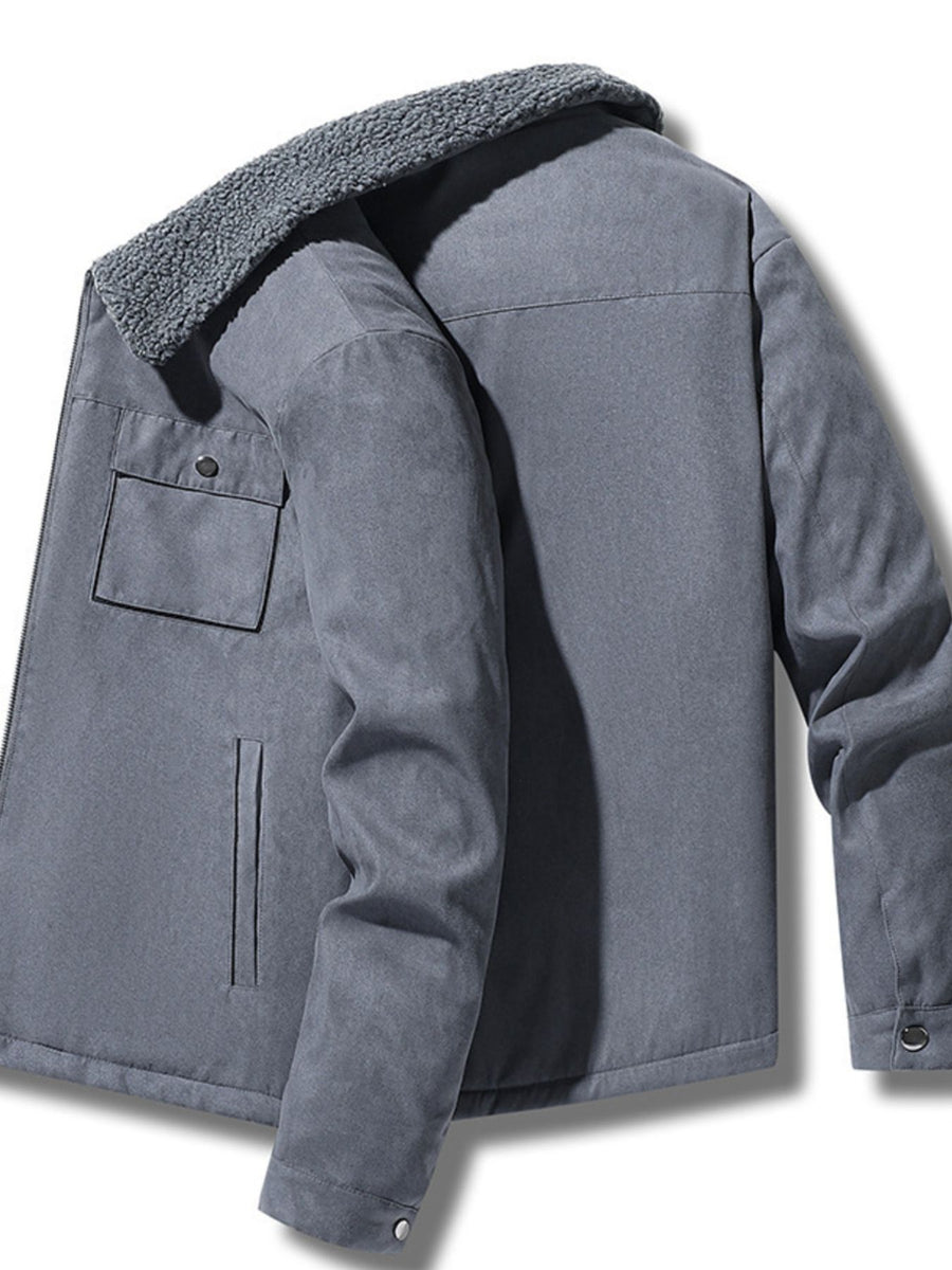 brown regular utility jacket with collared