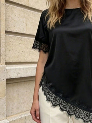romantic blouse in olive green with round neck