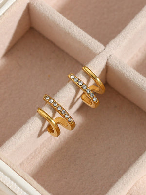 Double-Layer 18K Gold-Plated Hoop Earrings in gold with 18K gold-plated