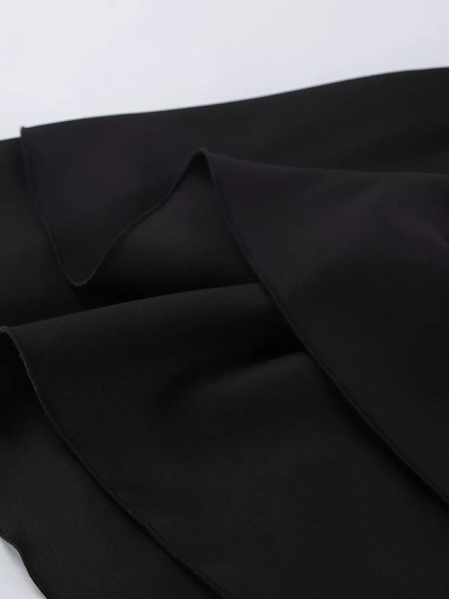 Elegant Stand Collar Blazer And Mini Skirt Set in Black, view 16