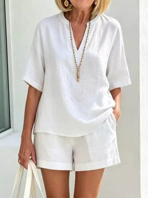 Light Green Full Size Half Sleeve Top And Shorts Set