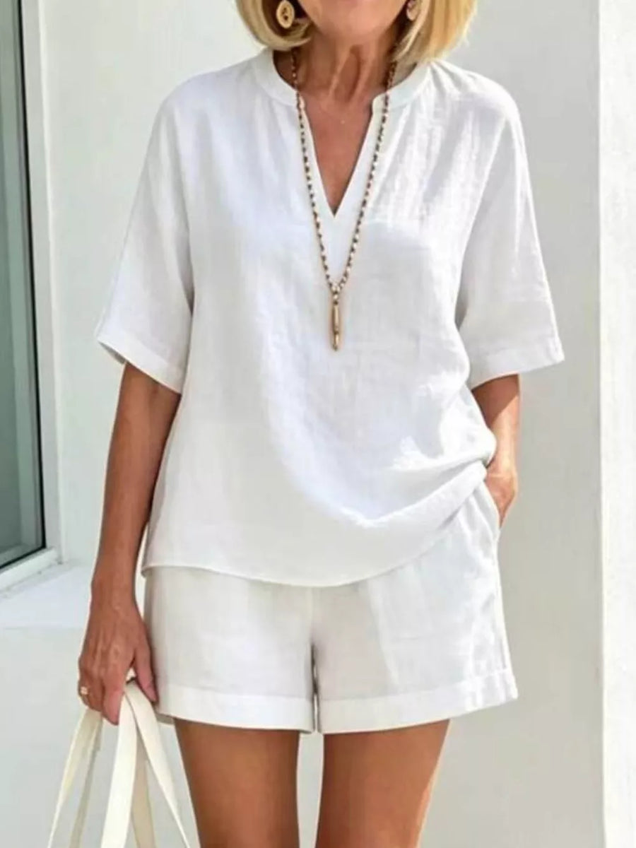Light Green Full Size Half Sleeve Top And Shorts Set