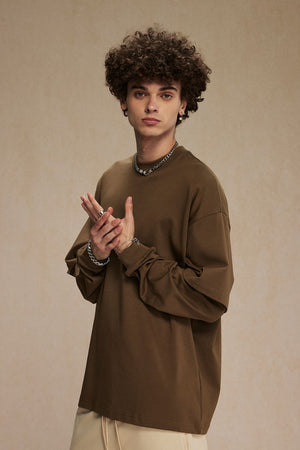 Brown long sleeve crewneck t-shirt