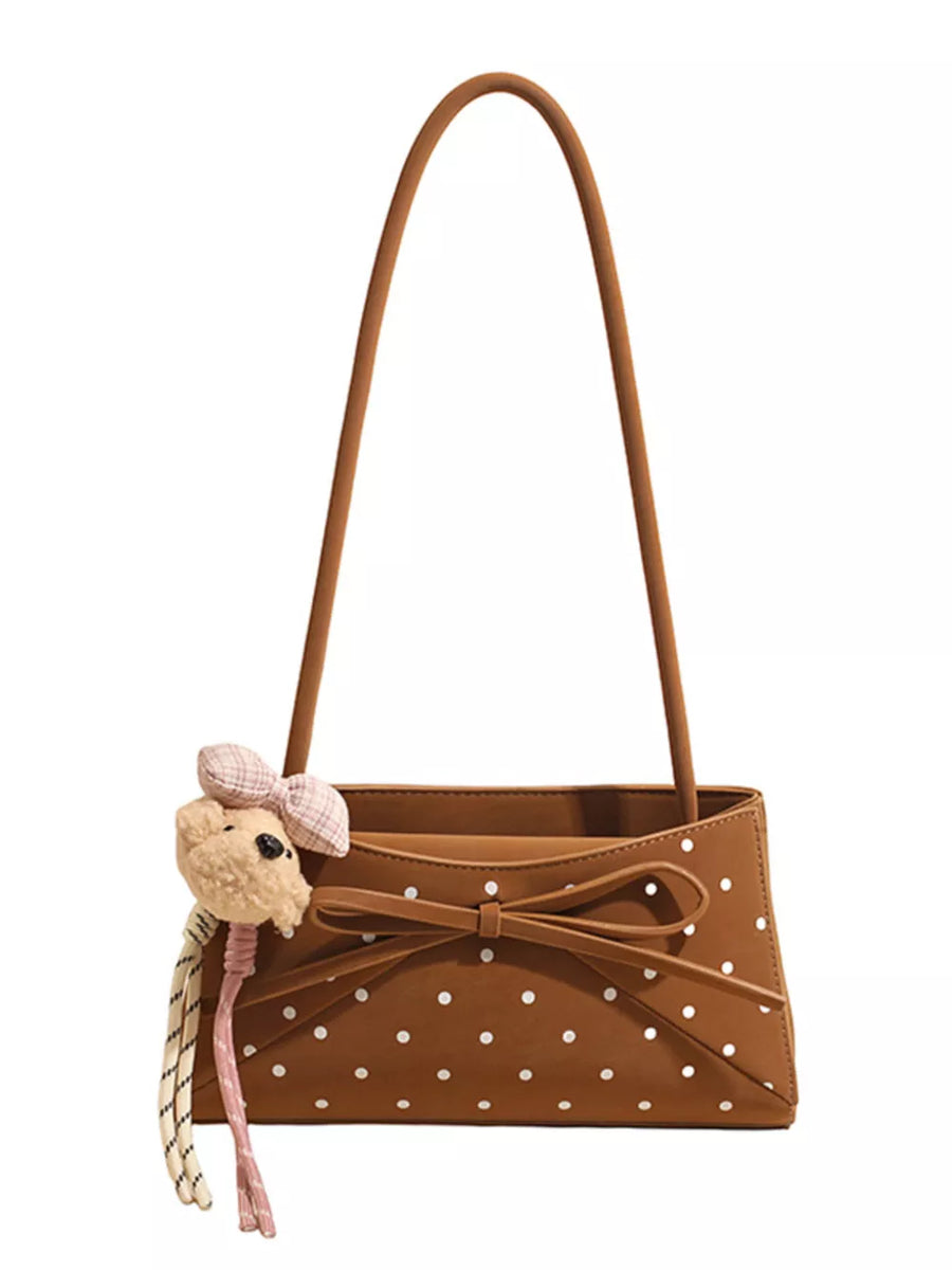 Black shoulder bag with none and polka dot
