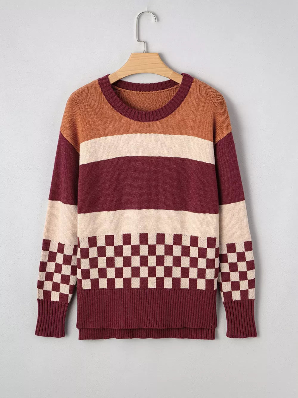 pullover sweater featuring striped, checked in Multicolor with 52% viscose, 26% polyester, 22% polyamide Care instructions