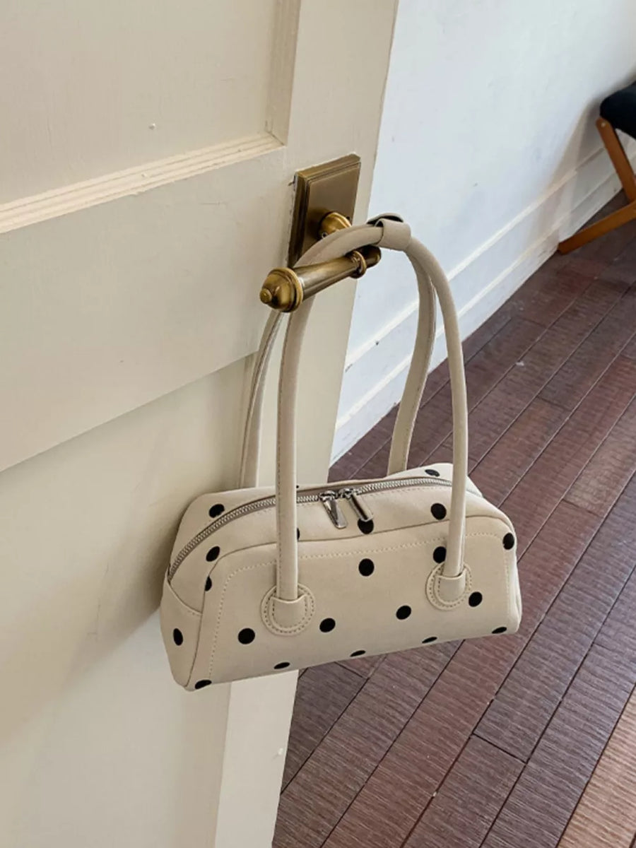 Polka Dot Small Shoulder Bag in Off-white