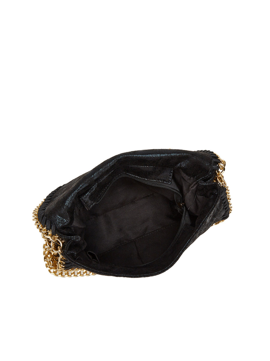 black with crossbody bag with gold-tone chain strap