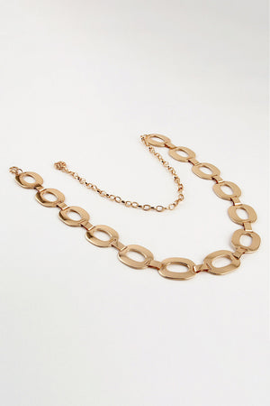Gold oval link chain belt with adjustable extender chain