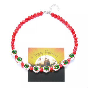 edgy jewelry set in red with round neck