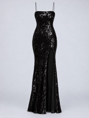 Sequin Embellished Bodycon Backless Evening Dress in Hot Pink