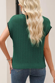 Textured Knit Sleeveless Sweater Vest in Black
