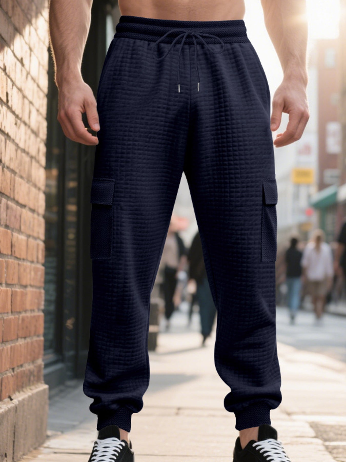 Men's Textured Cargo Joggers Plus Size, view 16