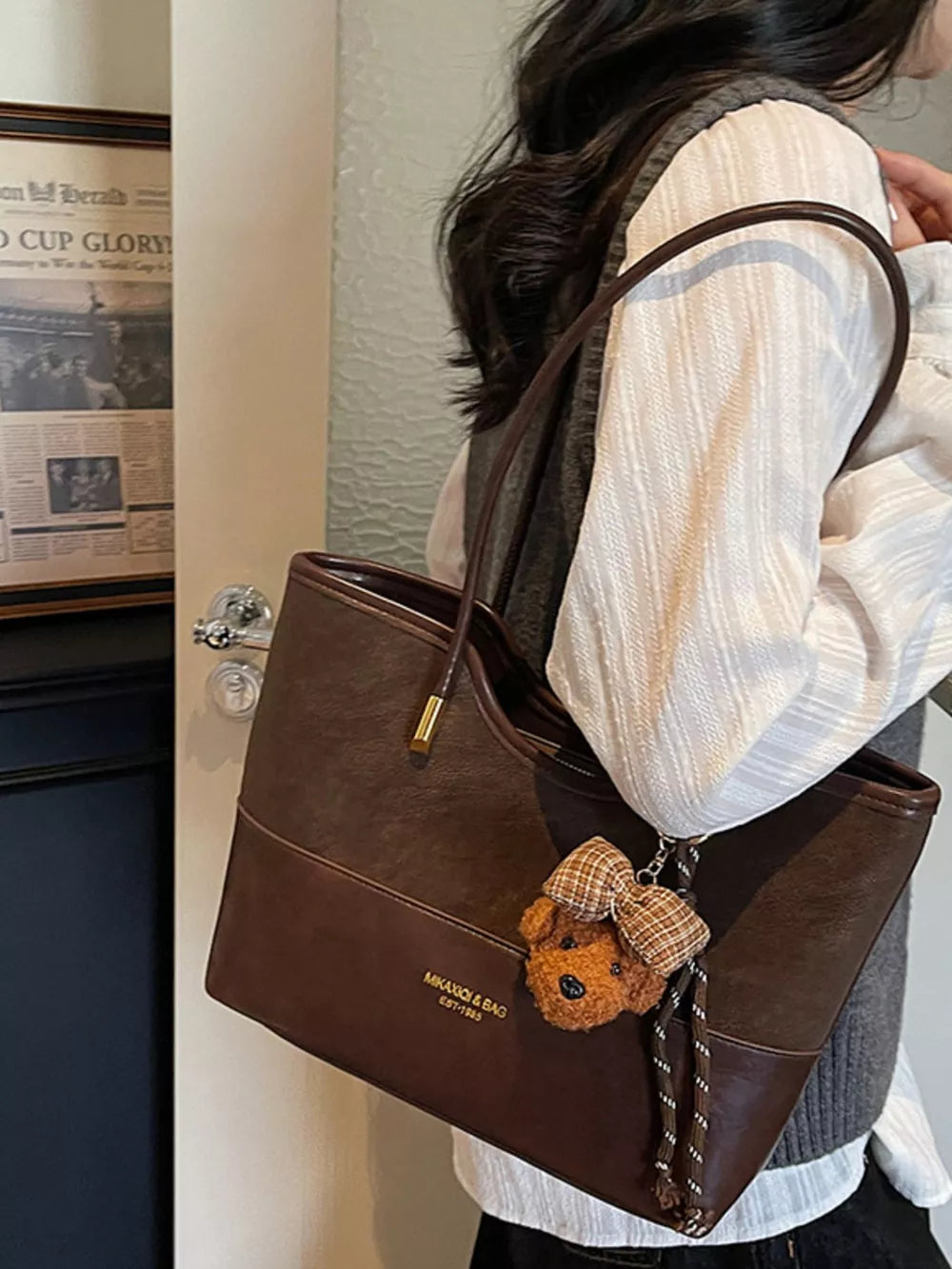 Brown Pu Leather Shoulder Bag