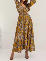 V-neck Maxi Dress in White with tiered