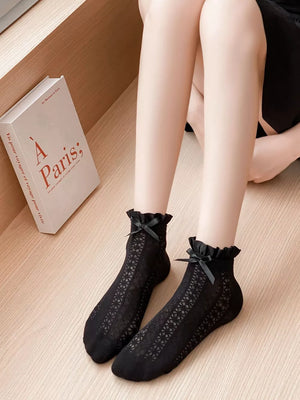 socks in black featuring lace and fitted fit