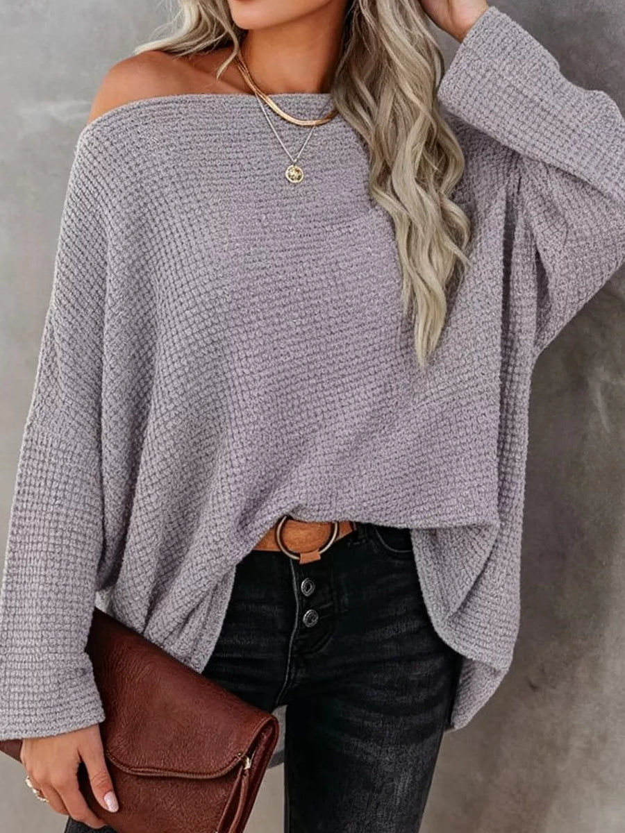 One-shoulder Waffle Knit Top option 7