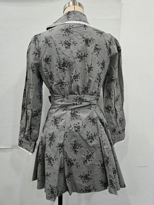 Dark Gray mini dress with mini and button-front