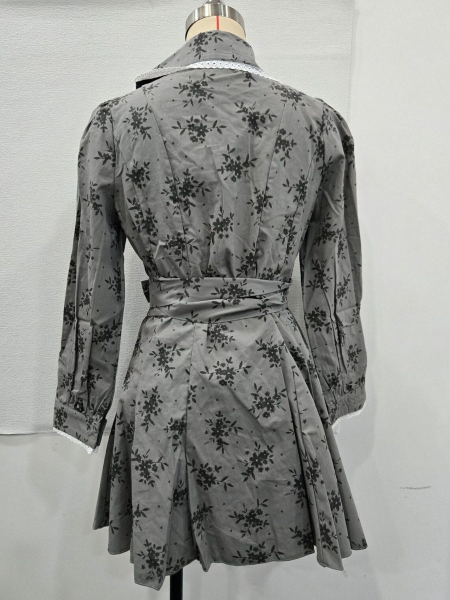 Dark Gray mini dress with mini and button-front