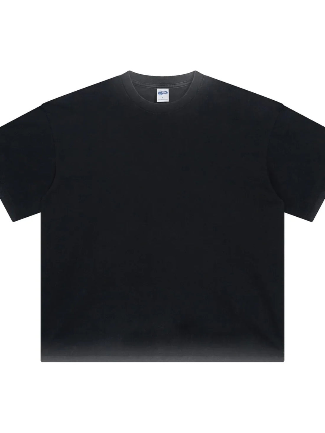 Black pigment-dyed oversized t-shirt with crew neck and short sleeves.