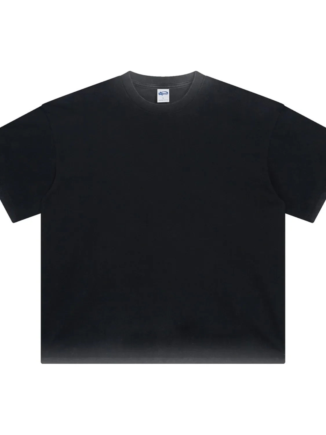 Black pigment-dyed oversized t-shirt with crew neck and short sleeves.