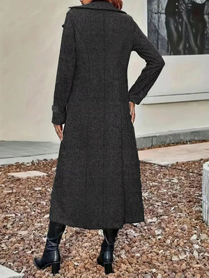 trench coat in Red with notch lapel and long sleeve