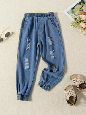 Children's One Shoulder Top And Distressed Jeans Set option 5