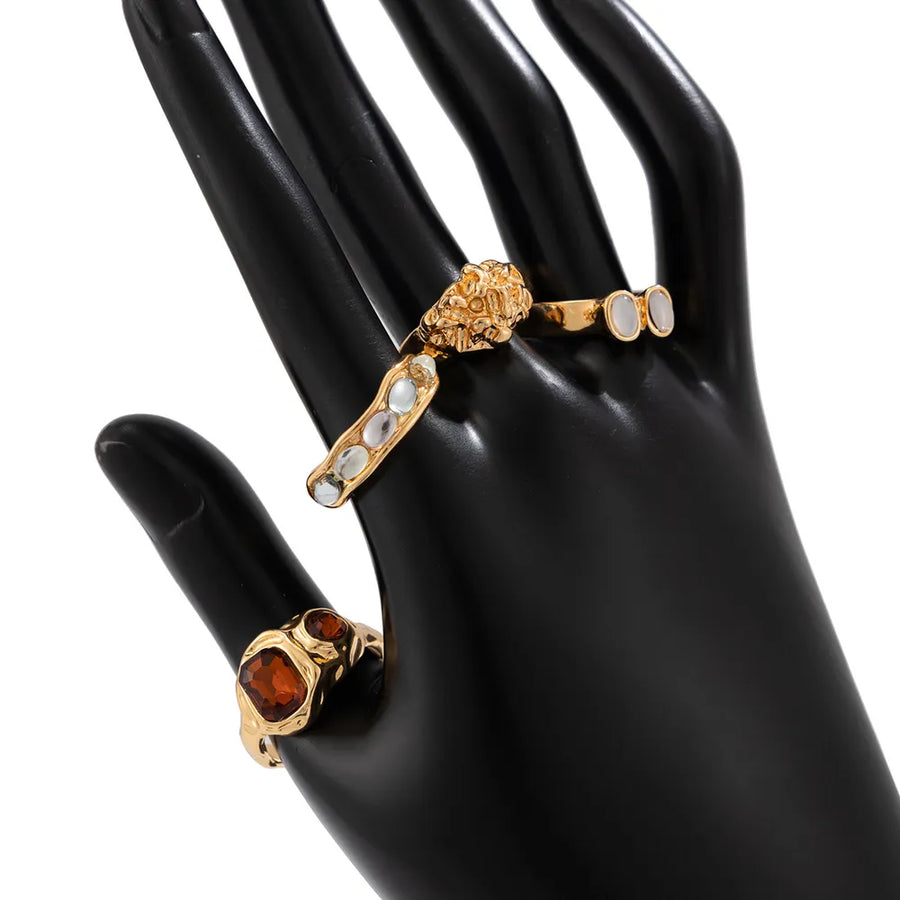 18K Gold-Plated,Stainless Steel,Rhinestone Care instructions: Avoid wearing duri ring in red with fitted silhouette