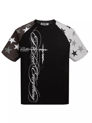 White Men's Star Raglan Sleeve T-shirt