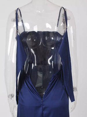 glam maxi dress in royal blue with strapless