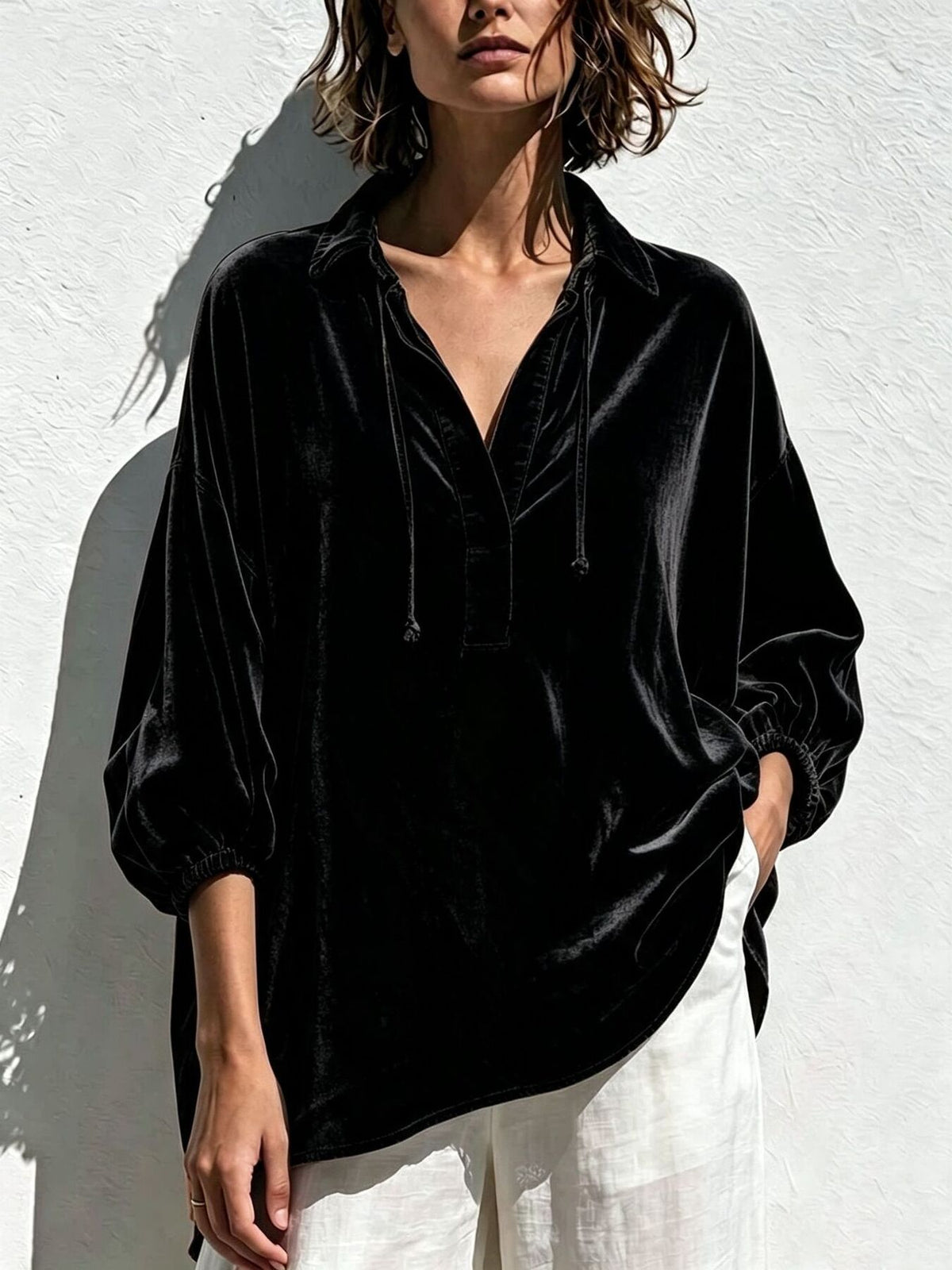 100% polyester Care instructions: Machine wash cold blouse in Orange with oversized silhouette