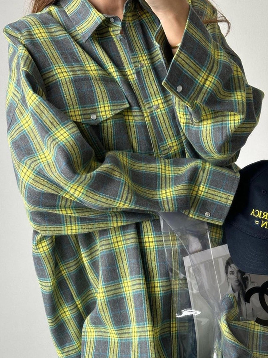 Polyester 50&amp button-down shirt in Pink with oversized silhouette