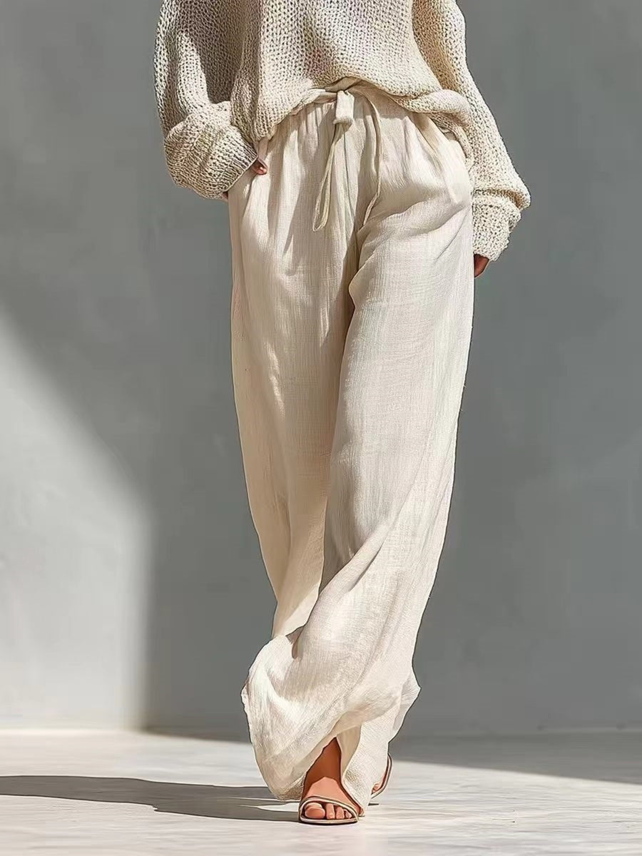 100% polyester Care instructions: Machine wash cold pullover sweater in cream with relaxed silhouette